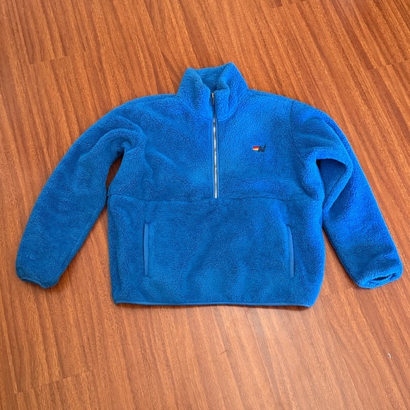 Aviator Nation TEDDY UNISEX HALF ZIP JACKET - BLUE CINA - Picture 2 of 8